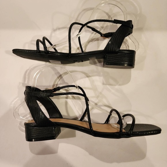 nwot BAMBOO Black Lizard embossed Strappy block heel Sandals SIZE 10M - Picture 4 of 10